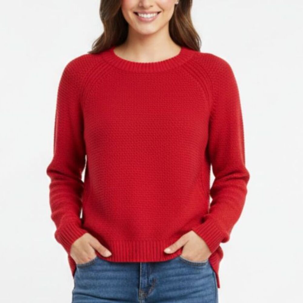 Talbots Women's Red Lambswool Blend Crewneck Long Sleeve Sweater Size L